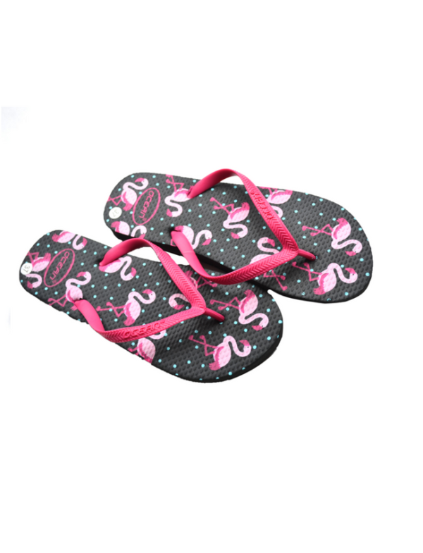 teenslippes dames zomer badslippers flamingo zwart