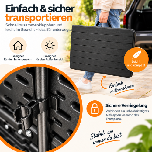 Rijoka Klappbar Gartenmöbel-Set -Holzoptik - Klappmöbel-Set Klapptisch und 4er Klappstuhl | Anthrazit – Bild 7
