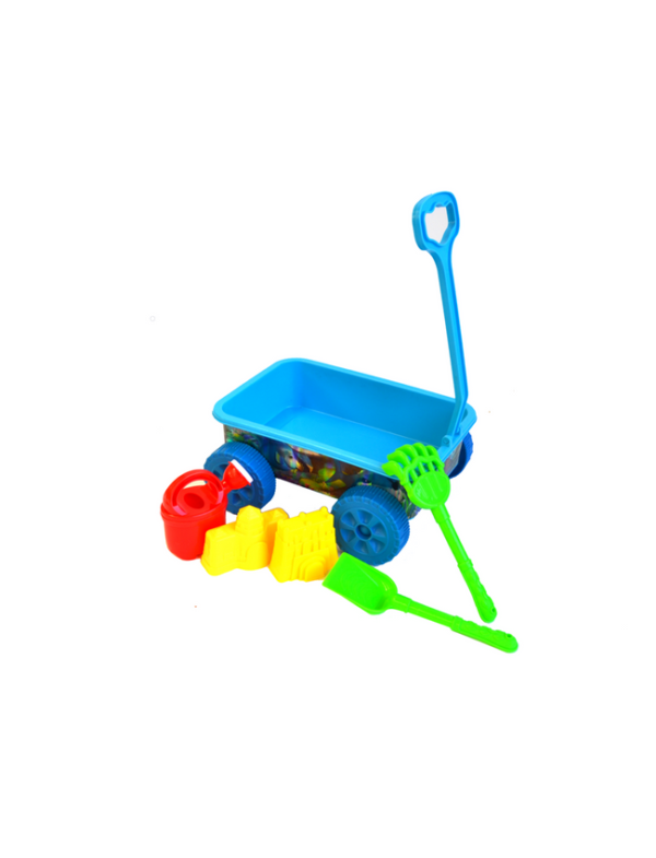 strandspeelgoed wagentje beach toys wagentje 6delig blauw strand