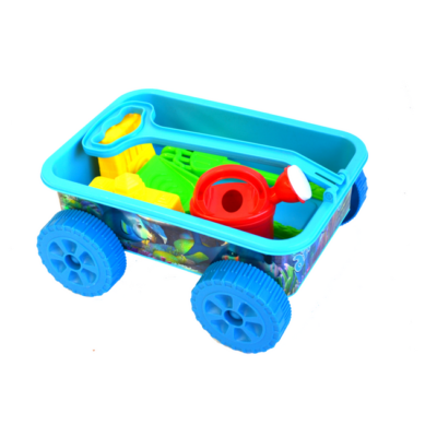 strandspeelgoed wagentje beach toys wagentje 6delig blauw volledig