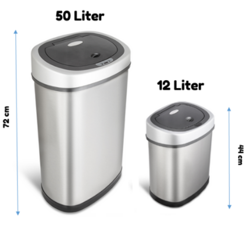Sensor Mülleimer Rijoka - Edelstahl- 50 Liter
