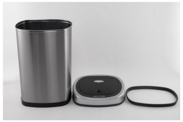 Homra LUX Mülleimer mit Sensor - Automatischer Soft-Close-Deckel - 50 L -  Hochwertiger Edelstahl 