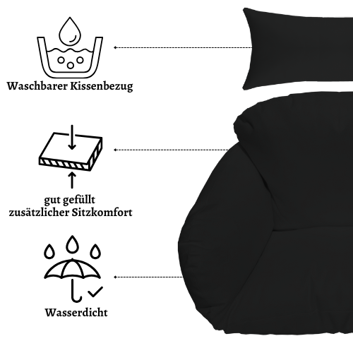 Rijoka Hängesessel Korb Eggy Twisted - Hängestuhl Schwarz | Eigenes Design – Bild 5
