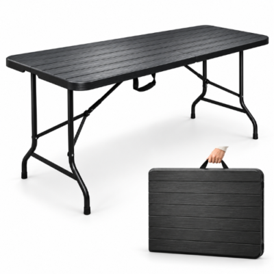 Rijoka Klapptisch Camping Holzoptik Gartentisch - Campingtisch Klappbar - 75x180cm - für 6 bis 8 Personen - Anthrazit