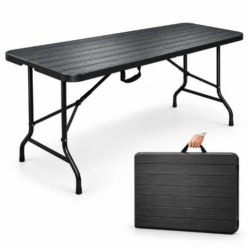Rijoka Klapptisch Camping Holzoptik Gartentisch - Campingtisch Klappbar - 75x180cm - für 6 bis 8 Personen - Anthrazit