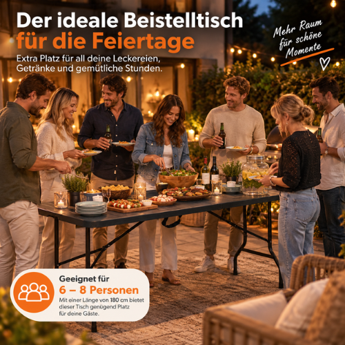 Rijoka Klapptisch Camping Holzoptik Gartentisch - Campingtisch Klappbar - 75x180cm - für 6 bis 8 Personen - Anthrazit – Bild 2