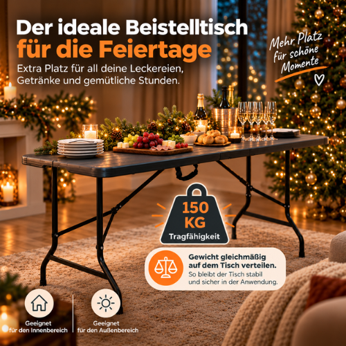 Rijoka Klapptisch Camping Holzoptik Gartentisch - Campingtisch Klappbar - 75x180cm - für 6 bis 8 Personen - Anthrazit – Bild 8
