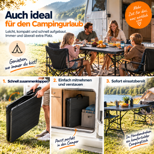 Rijoka Klapptisch Camping Holzoptik Gartentisch - Campingtisch Klappbar - 75x180cm - für 6 bis 8 Personen - Anthrazit – Bild 7