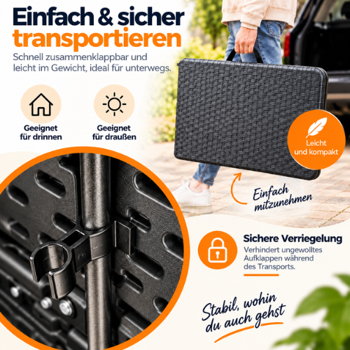 Rijoka Klapptisch Camping Rattan Gartentisch - Campingtisch Klappbar - 70x180cm - für 6 bis 8 Personen - Anthrazit – Bild 3