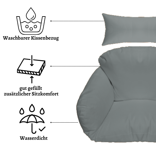 Rijoka Hängesessel Doppelt Eggy Twisted Hängestuhl - Schwarz Rattan- 2 Personen – Bild 5