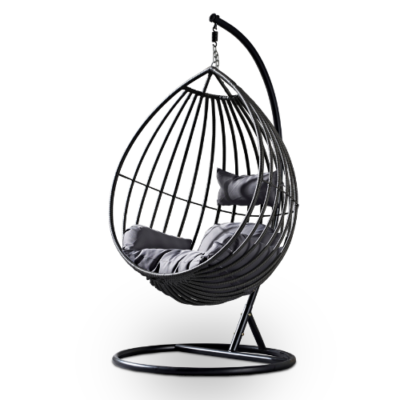 Rijoka Hängesessel Korb Tropfen- Hängestuhl Schwarz Rattan
