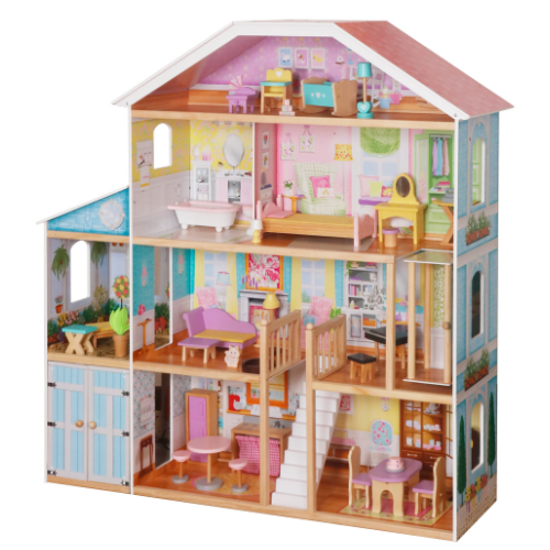 Puppenhaus aus Holz Herrenhaus Villa XXL | Möbelset 28tlg | 4 Etagen | 98x32x123 cm – Bild 4