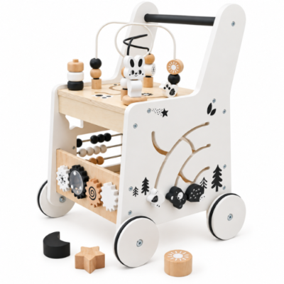 Rijoka Lauflernwagen aus Holz Würfel- Laufwagen für Babys | 33 x 33 x 47cm | Weiß