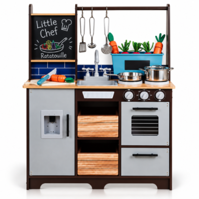 Rijoka Kinderküche aus Holz - mit Tafel - Inklusive Zubehör - Spielküche - 83x31x95cm