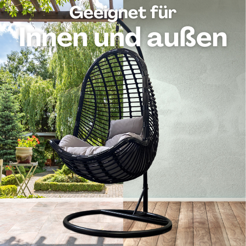 Rijoka Hängesessel Ragna Original - Hängestuhl Schwarz Rattan – Bild 7