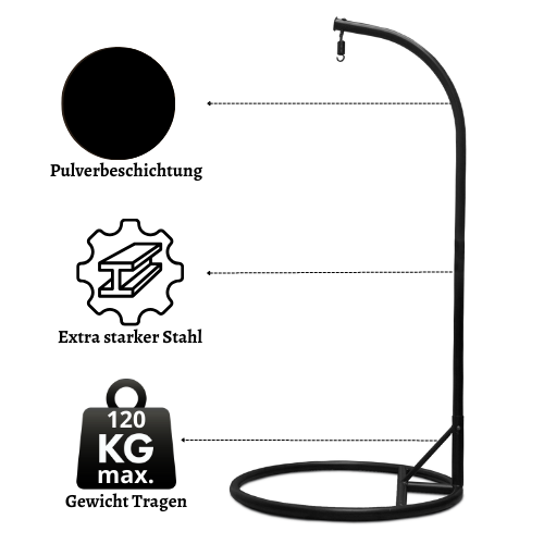 Rijoka Hängesessel Layba Twisted - Hängestuhl Schwarz Rattan – Bild 4