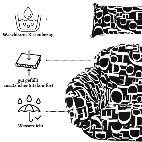 Rijoka Hängesessel Layba Twisted - Hängestuhl Schwarz Rattan – Bild 5