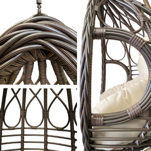 Rijoka Hängesessel Korb Eggy Deluxe - Hängestuhl Braun Rattan – Bild 10