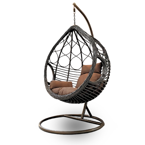 Rijoka Hängesessel Korb Eggy Deluxe - Hängestuhl Braun Rattan