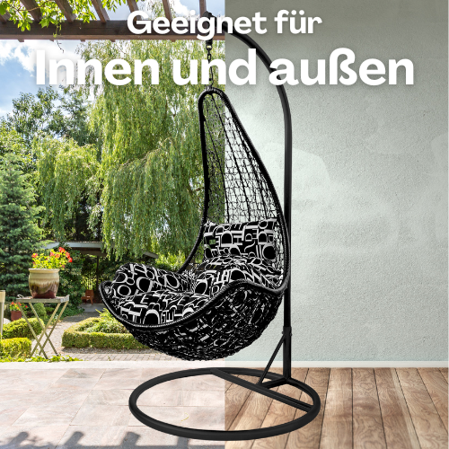 Rijoka Hängesessel Layba Twisted - Hängestuhl Schwarz Rattan – Bild 7