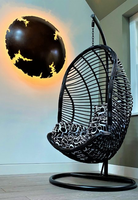 Rijoka Hängesessel Ragna Original - Hängestuhl Schwarz Rattan – Bild 8