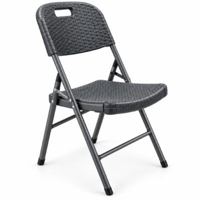 Rijoka Klappstuhl 4er Set - Rattan Design - Camping Stuhl klappbar - Anthrazit