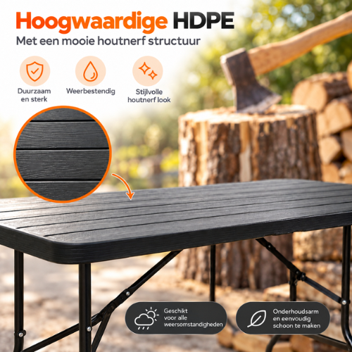 Rijoka Klappbar Gartenmöbel-Set - Holzoptik - Klappmöbel- Klapptisch mit 2 Klappbänken - Biertisch für 6 bis 8 Personen – Bild 4