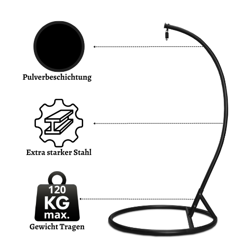 Rijoka Hängesessel Korb Eggy Twisted - Hängestuhl Schwarz – Bild 4