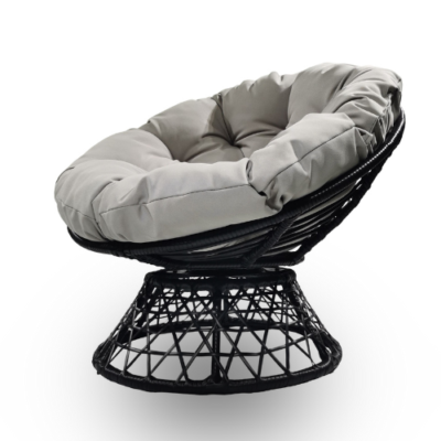 Rijoka Lounge Chair Runder – 360 Grad Drehbar – Schwarz