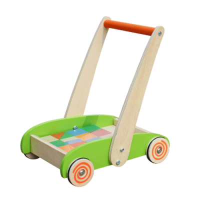 Rijoka Laufwagen mit Holzklötzchen - Lauflernwagen - Langlebig, lehrreich und robust - Ab 1 Jahr