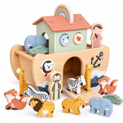 Rijoka Arche Noah aus Holz – Nachhaltiges und lehrreiches Spielzeug mit Tierpaaren
