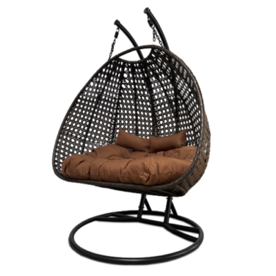 Rijoka Hängesessel Doppelt Eggy Super Star Hängestuhl - Coffee Brown Rattan- 2 Personen